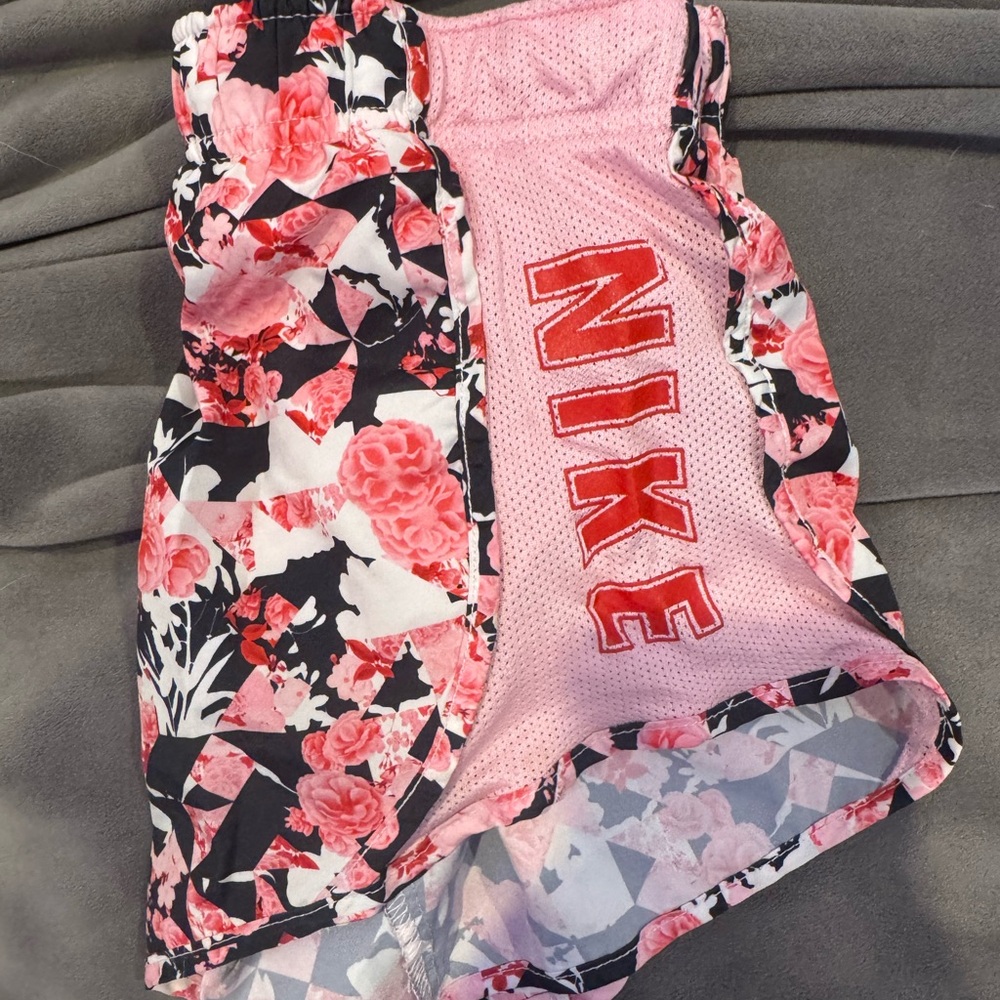 Nike Pink and Black Floral Running Shorts